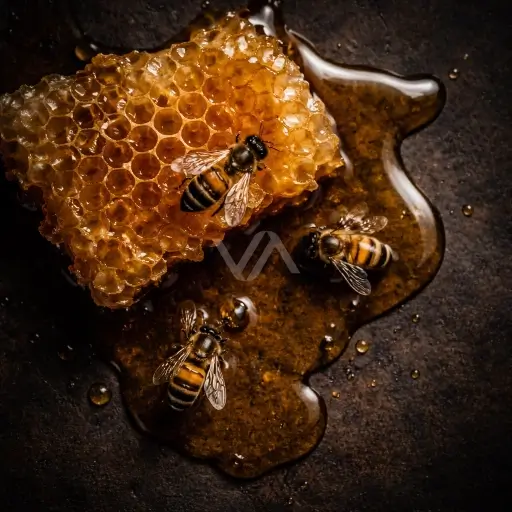 Acorde miel en perfumería con matiz dulce, cálido y nectarado.